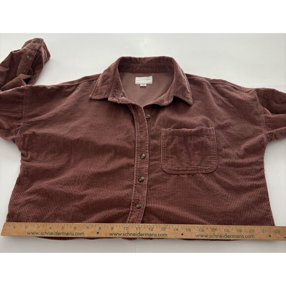 American Eagle Cropped Corduroy Shacket Shirt Jacket Boxy Oversized Size S - Picture 10 of 16